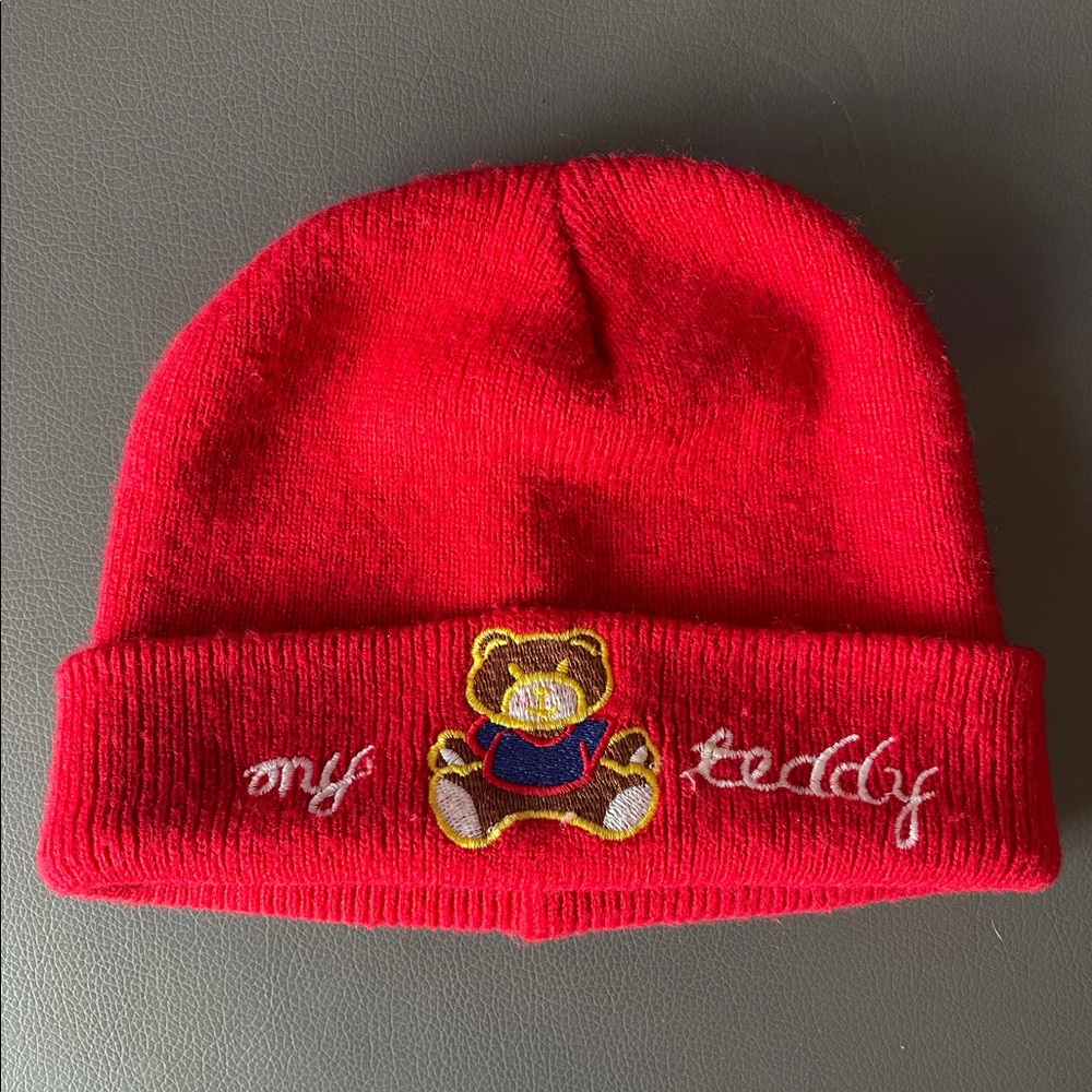 🧢 Red Knit My Teddy Bear Beanie